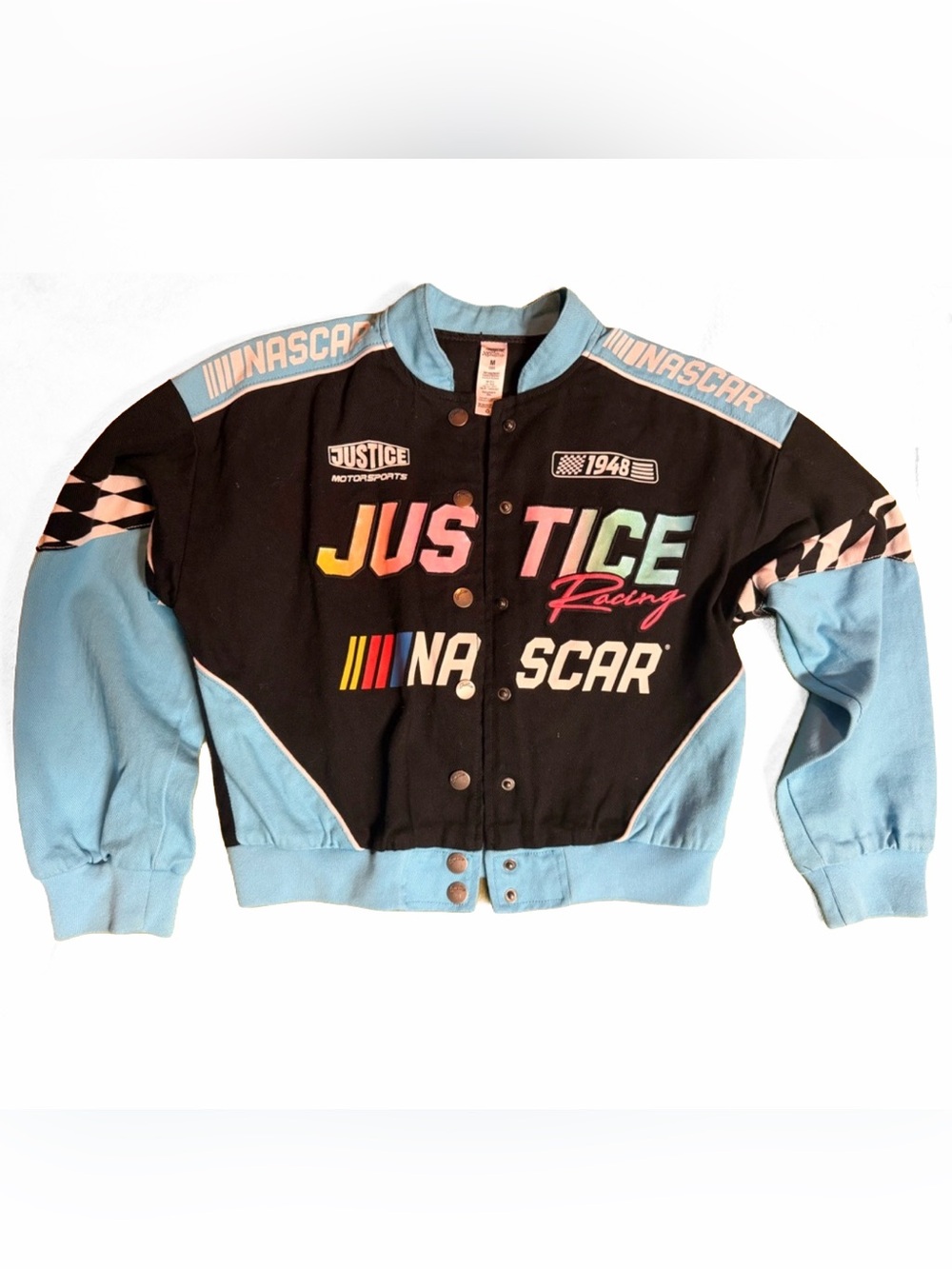 Justice NASCAR Racing Bomber Jacket Size 10 Girl's Streetwear Coat